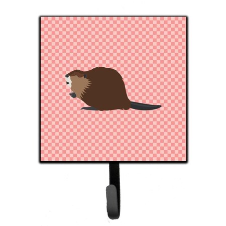 Carolines Treasures Eurasian Beaver Pink Check Leash or Key Holder BB7873SH4